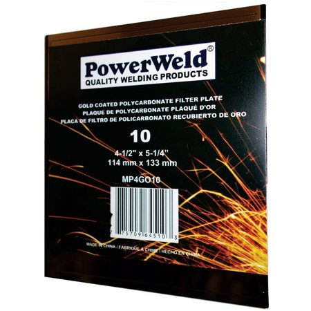 POWERWELD Gold Polycarbonate Filter Plate, 4-1/2" x 5-1/4", Shade #9 MP4GO9